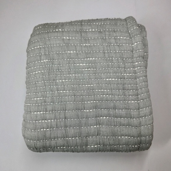 NWOT QUINCE Organic Cotton Channel Stitch Sham Set King Green 6027 - Picture 5 of 7